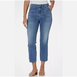 ​J. Crew Utility Jean High Rise Crop Wide Leg Patch Pocket Dark Wash 25P New